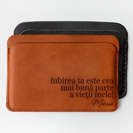 Portofel din piele personalizat cu mesaj și semnătură - Iubirea ta