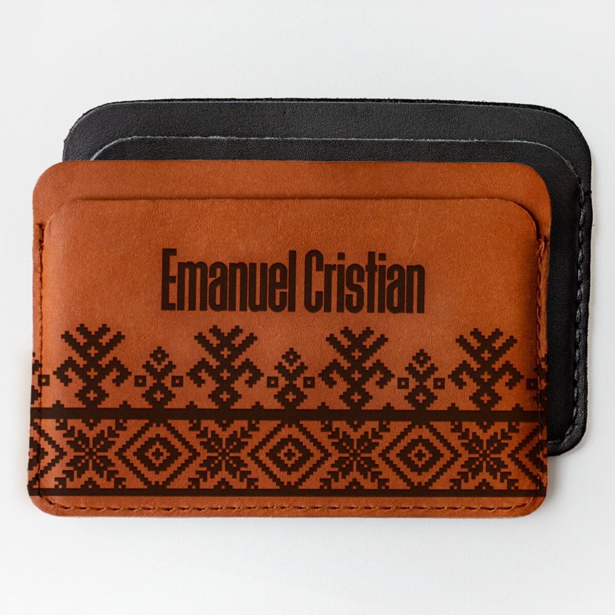 Personalised leather wallet with name - Traditional model