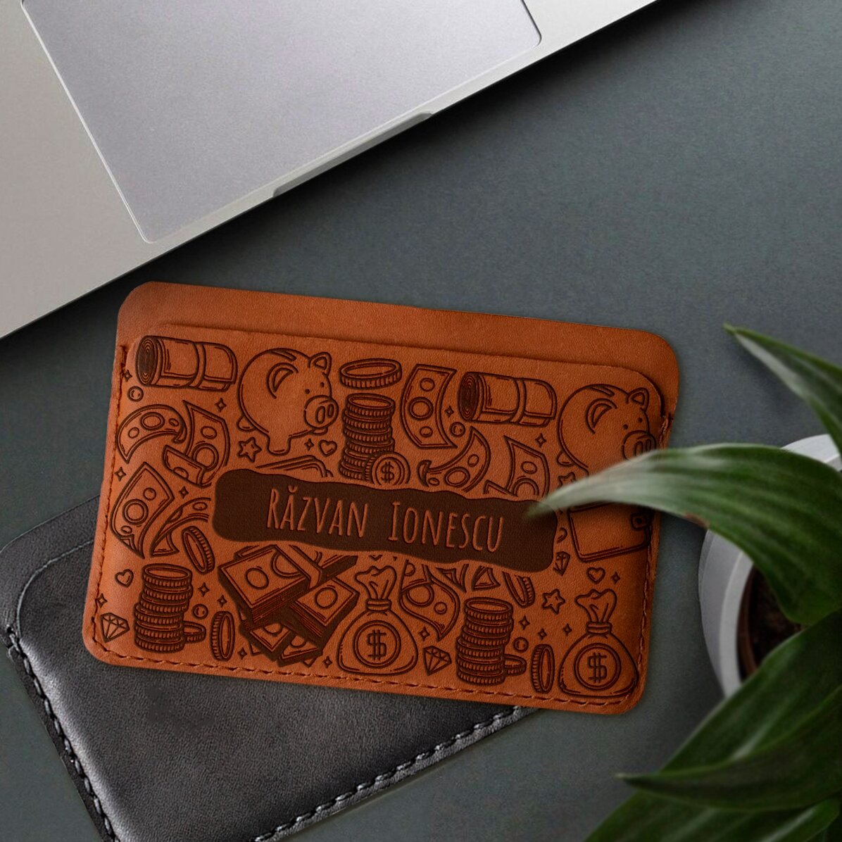 Portofel din piele personalizat cu nume - Money Maker