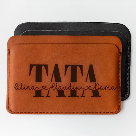 Portofel din piele personalizat cu numele copiiilor - TATA