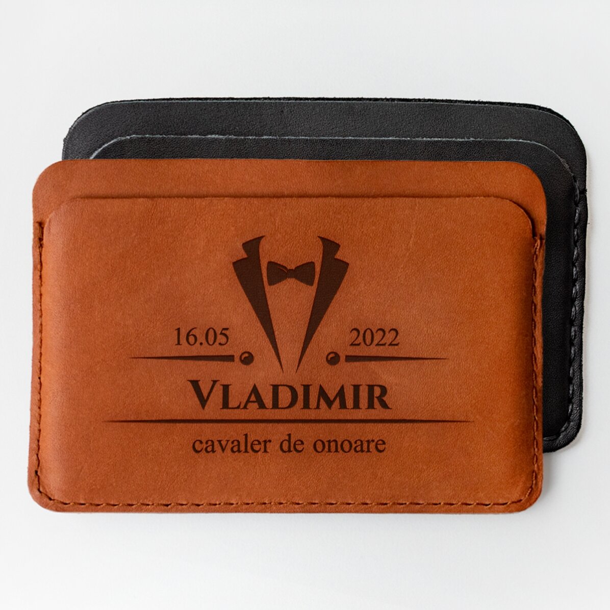 Portofel din piele personalizat cu text - Elegant