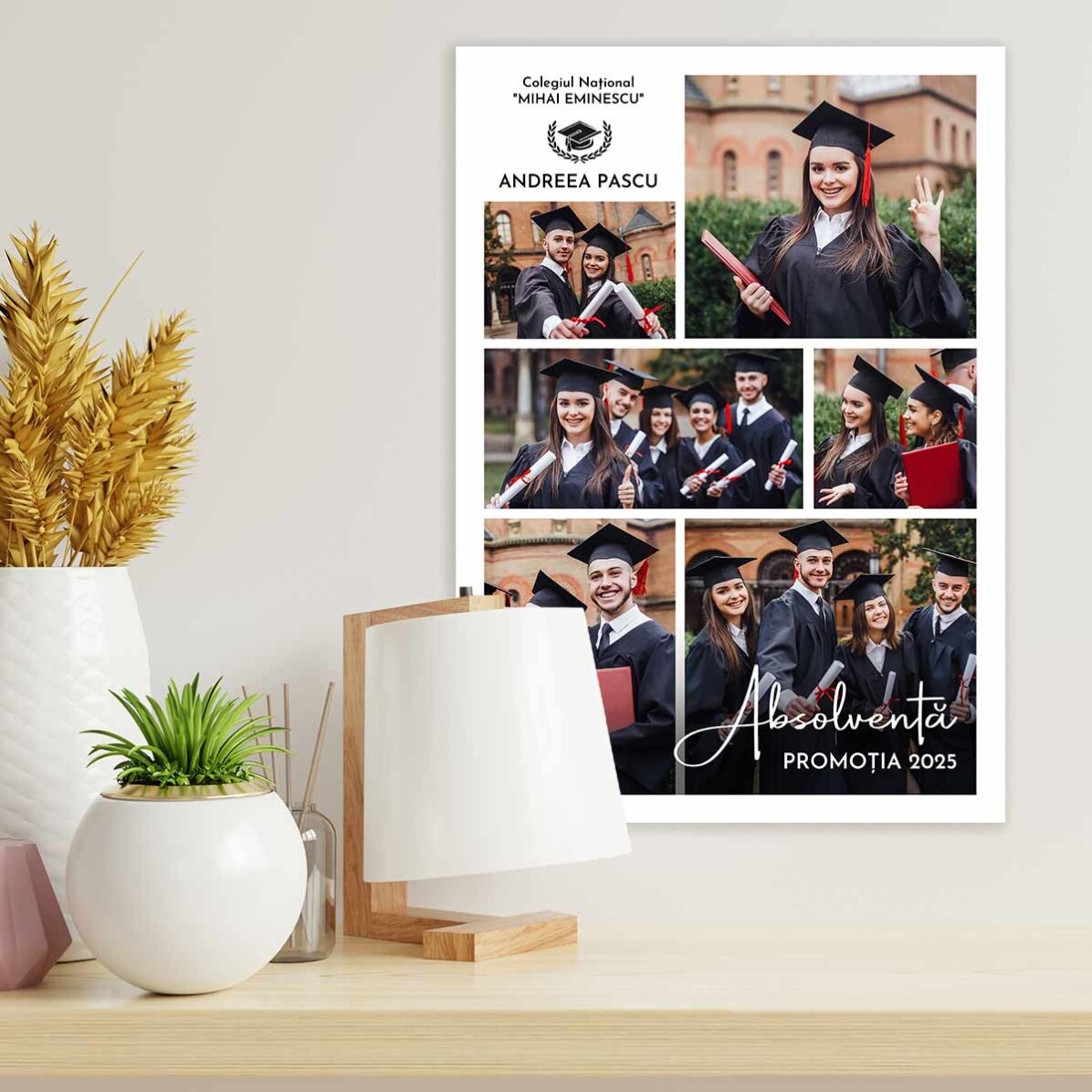 Poster personalizat cu 6 poze și text - Absolvire