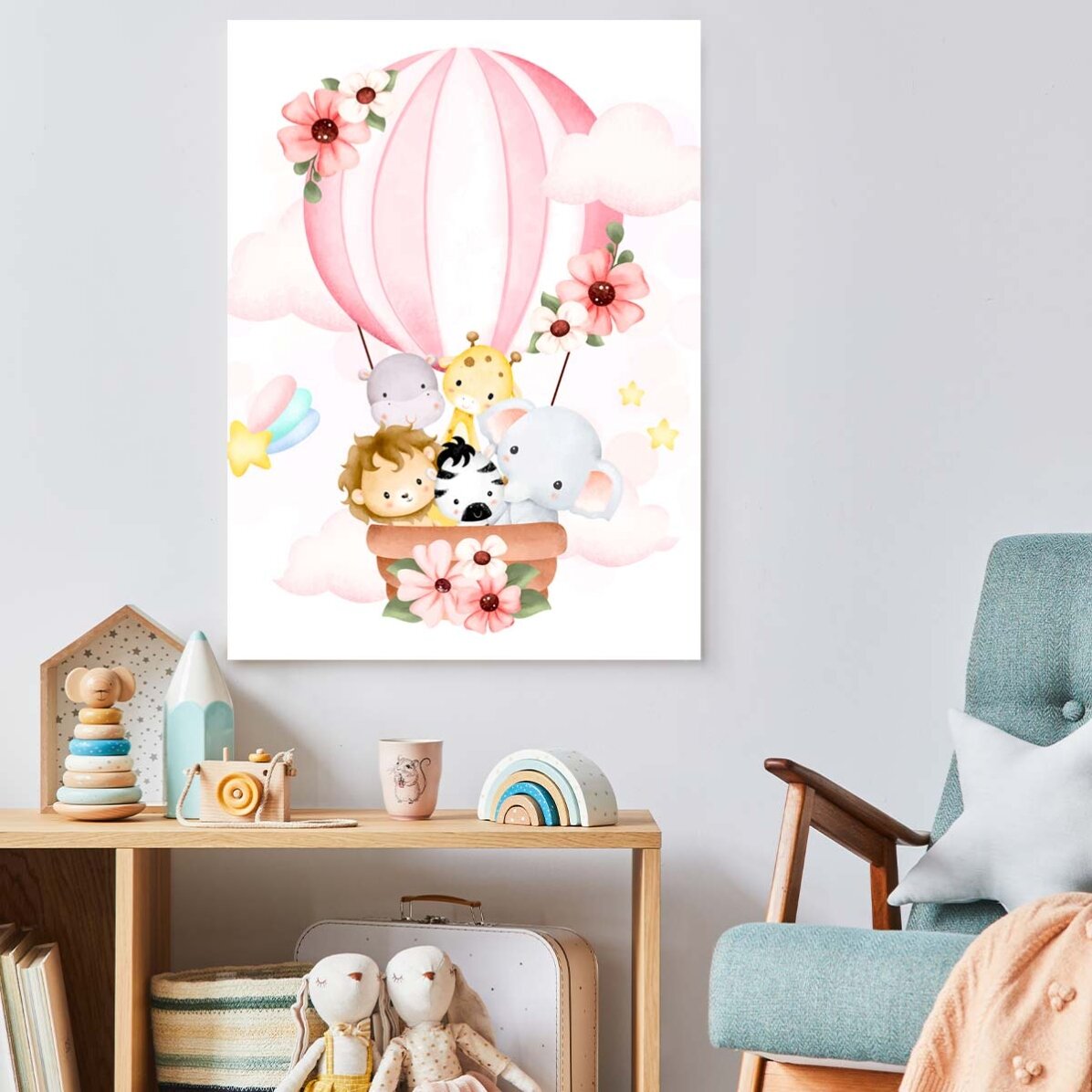 Poster Animale în balon cu aer cald