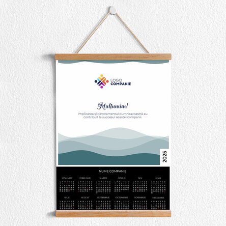 Poster calendar cu agățătoare personalizat cu logo și text - Mulțumim! 