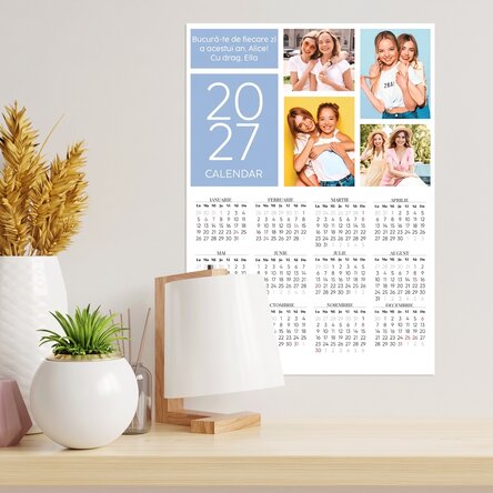 Personalised calendar poster with 4 photos and message