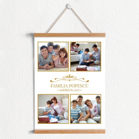 Poster cu agățătoare personalizat cu 4 poze de familie
