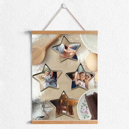 Poster cu agățătoare personalizat cu 4 poze în formă de stele