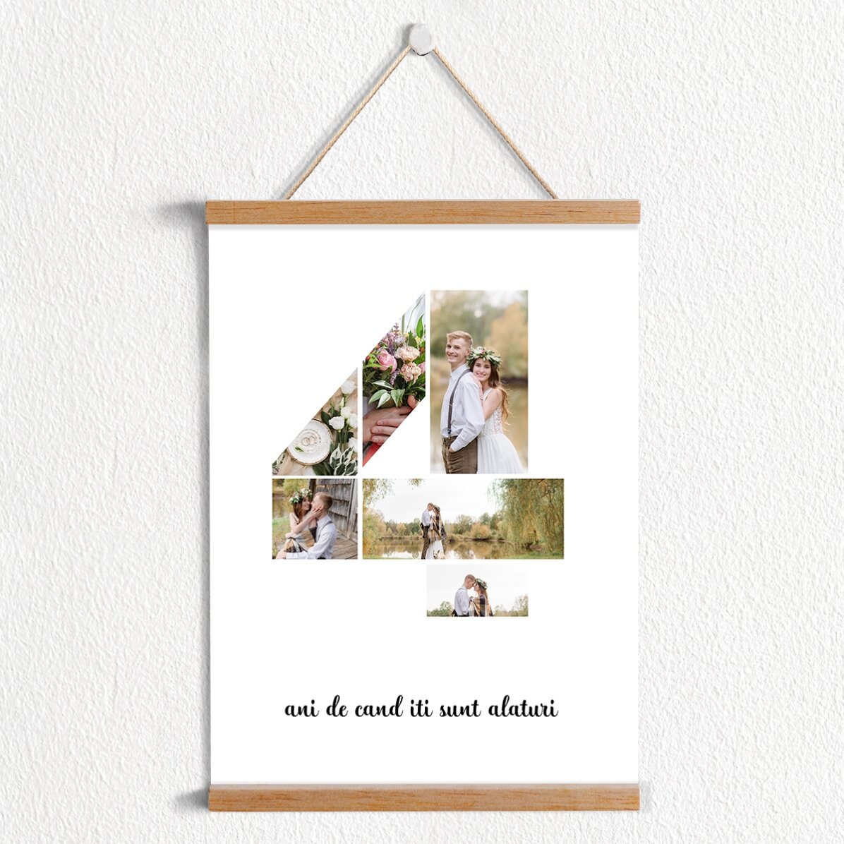 Poster cu agățătoare personalizat cu 6 poze model numărul 4 și mesaj text