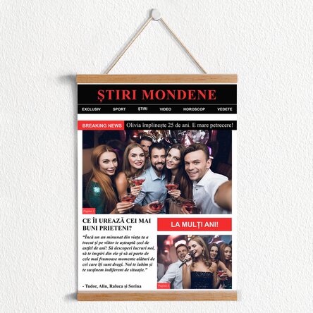 Poster cu agățătoare personalizat cu fotografii și text - Breaking News