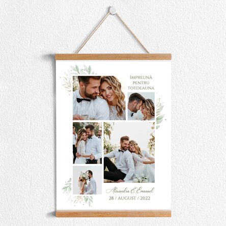 Poster cu agățătoare personalizat cu fotografii și text - Wedding