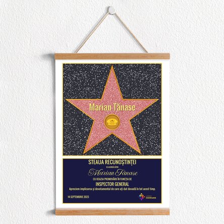 Poster cu agățătoare personalizat cu logo și text - Steaua recunoștinței pentru polițiști
