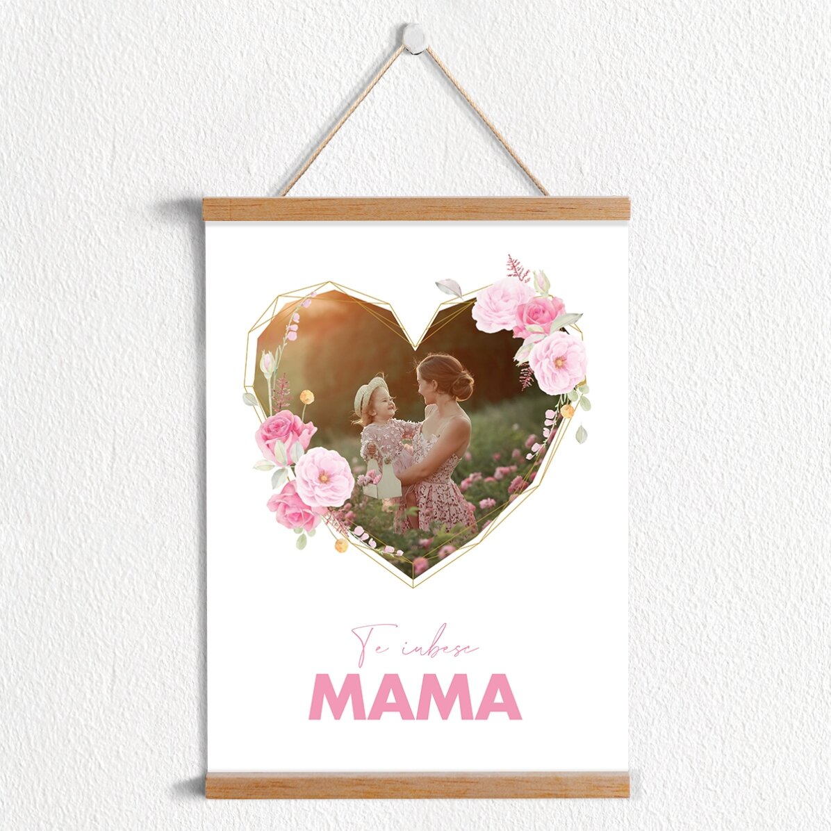 Poster cu agățătoare personalizat cu poză și text - From my heart