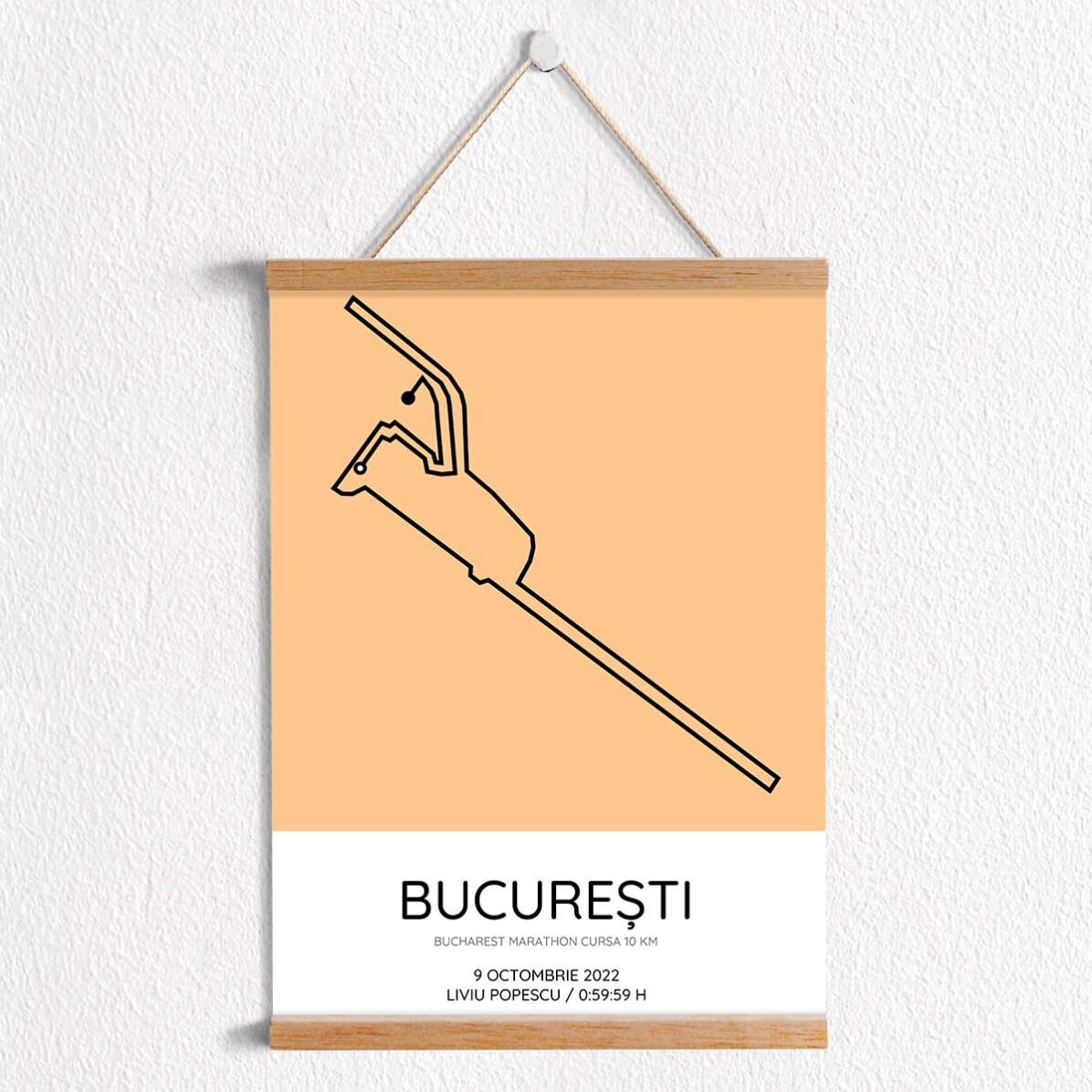 Poster cu agățătoare personalizat cu text - Bucharest Marathon Cursa 10 km