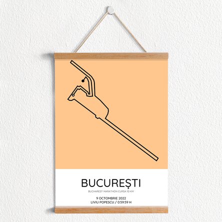Poster cu agățătoare personalizat cu text - Bucharest Marathon Cursa 10 km