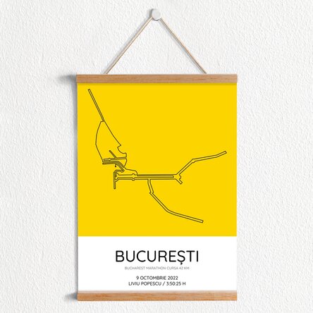 Poster cu agățătoare personalizat cu text - Bucharest Marathon Cursa 42 km
