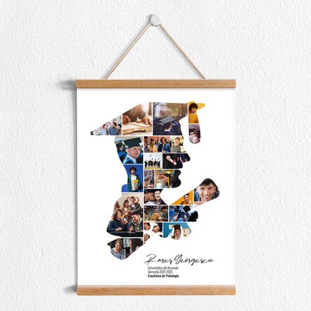 Poster cu agățătoare personalizat cu text și 22 poze pentru absolvire - El