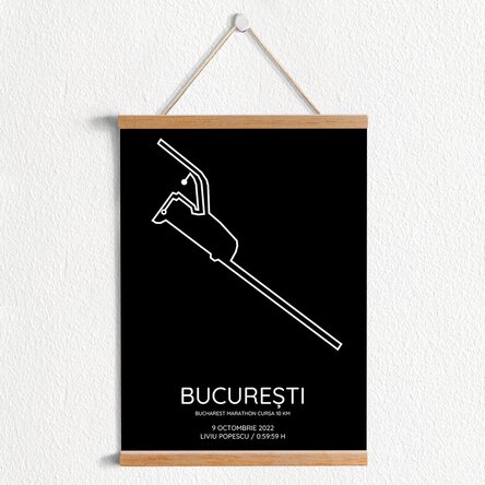 Poster cu agățătoare personalizat cu text și fundal colorat - Bucharest Marathon Cursa 10 km