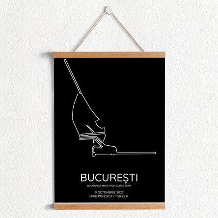 Poster cu agățătoare personalizat cu text și fundal colorat - Bucharest Marathon Cursa 21 km