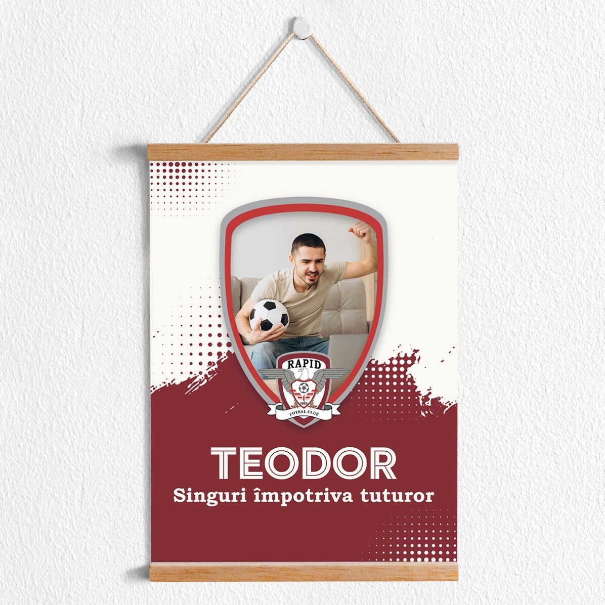 Poster cu agățătoare personalizat FC Rapid personalizat cu poză și mesaj