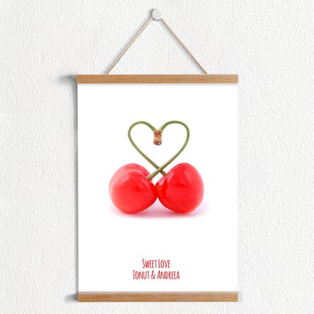 Poster cu agățătoare personalizat inimă dulce