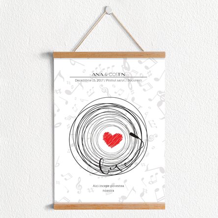 Poster cu agățătoare personalizat - muzică, dragoste, poveste