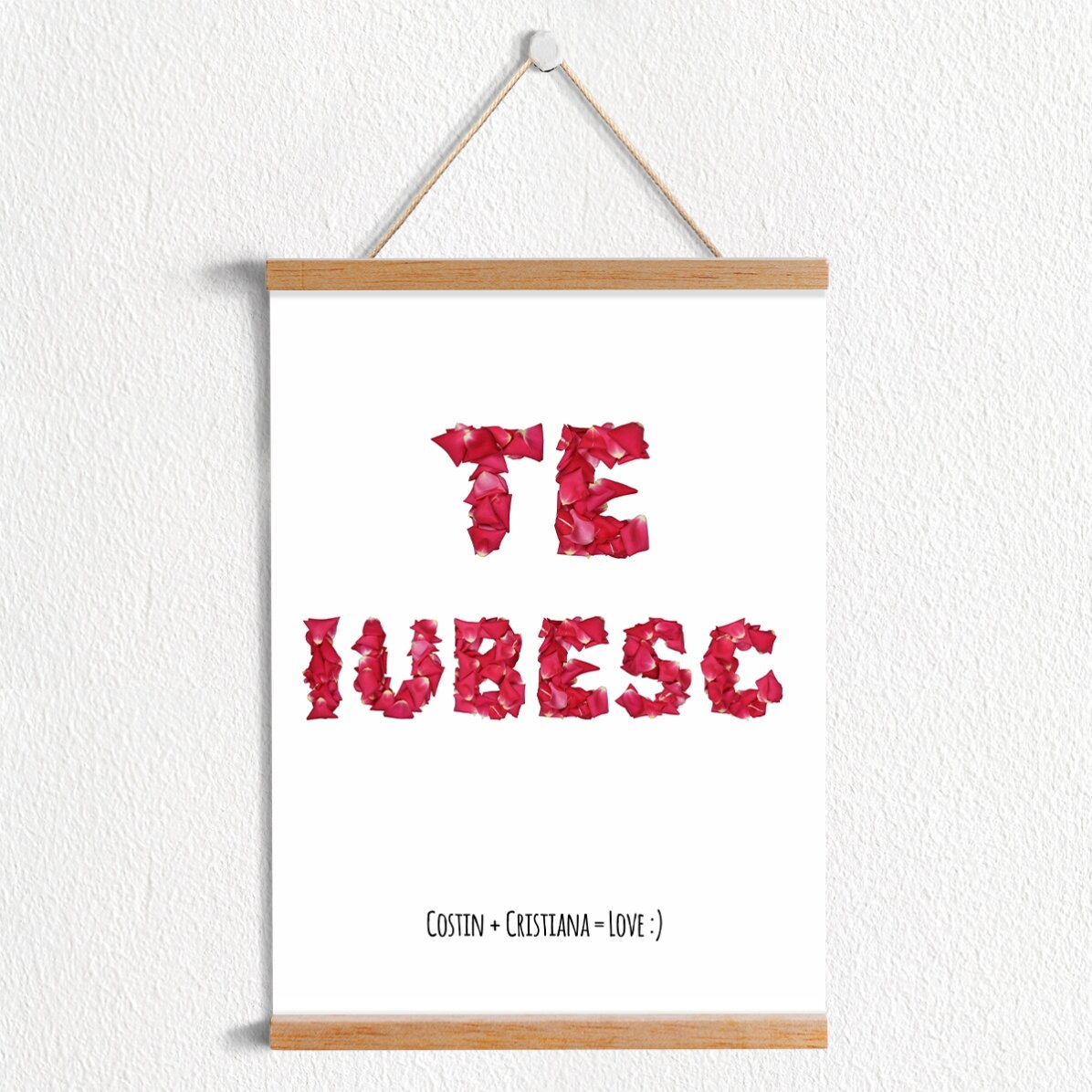 Poster cu agățătoare personalizat petale trandafir