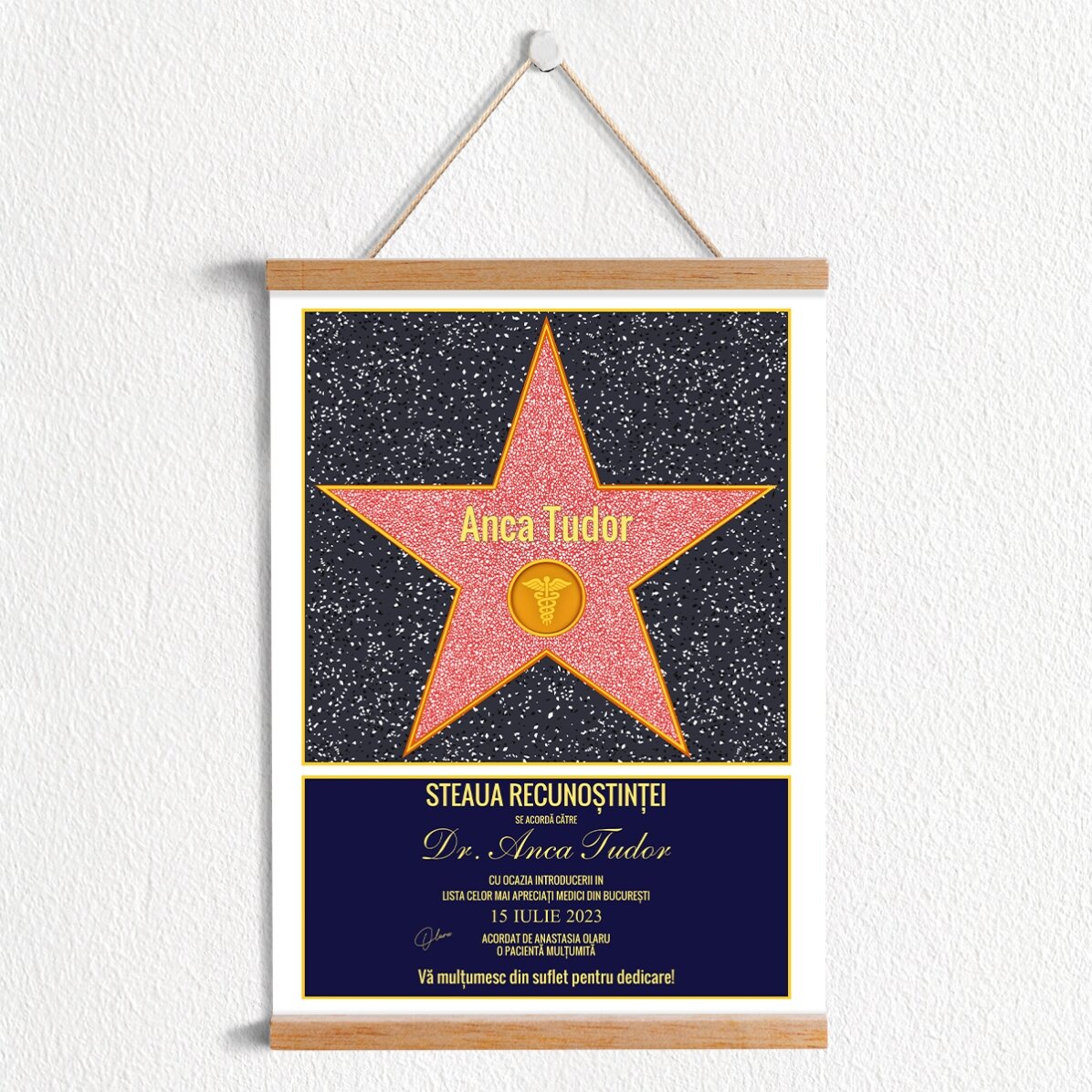Poster cu agățătoare personalizat Steaua recunoștinței - Medicină