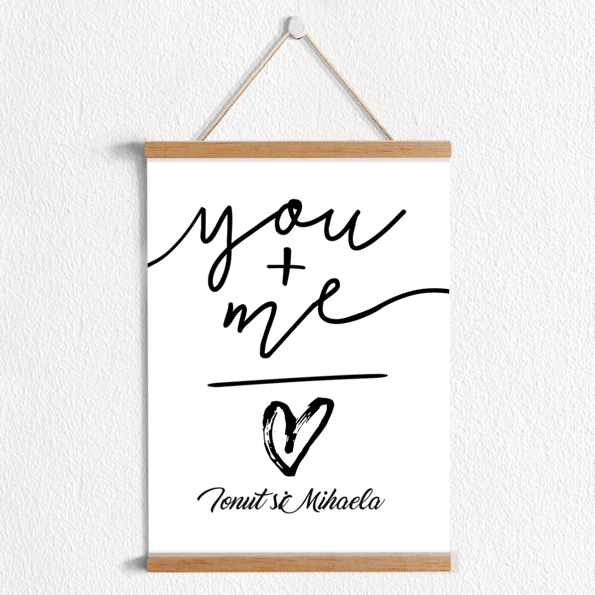 Poster cu agățătoare personalizat - you + me
