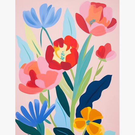 Poster Ilustrație flori colorate, desenate 2