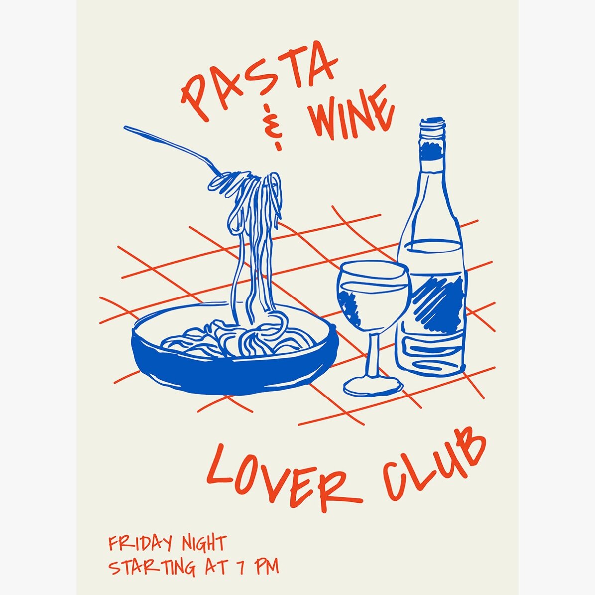 Poster Pasta & Wine