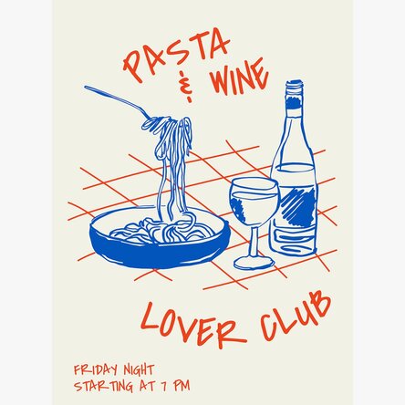 Poster Pasta & Wine