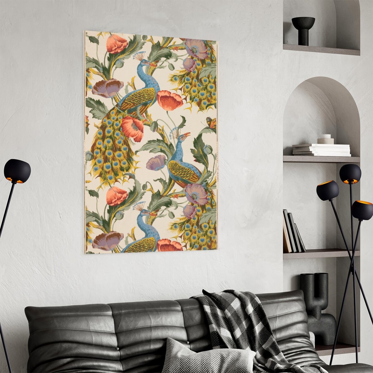 Poster Păuni și maci vintage