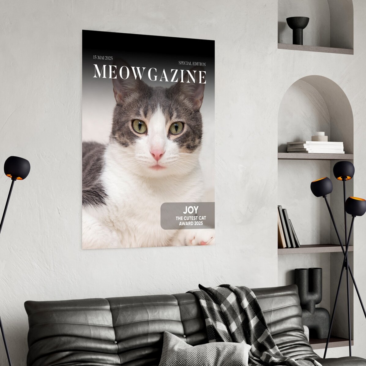 Poster personalizat cu poză și text - Meowgazine