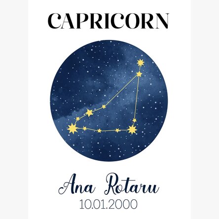 Poster personalizat cu text - Constelația zodiei Capricorn