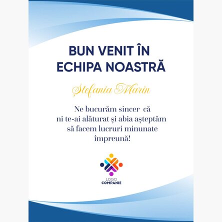 Poster personalizat cu text și logo - Bun Venit