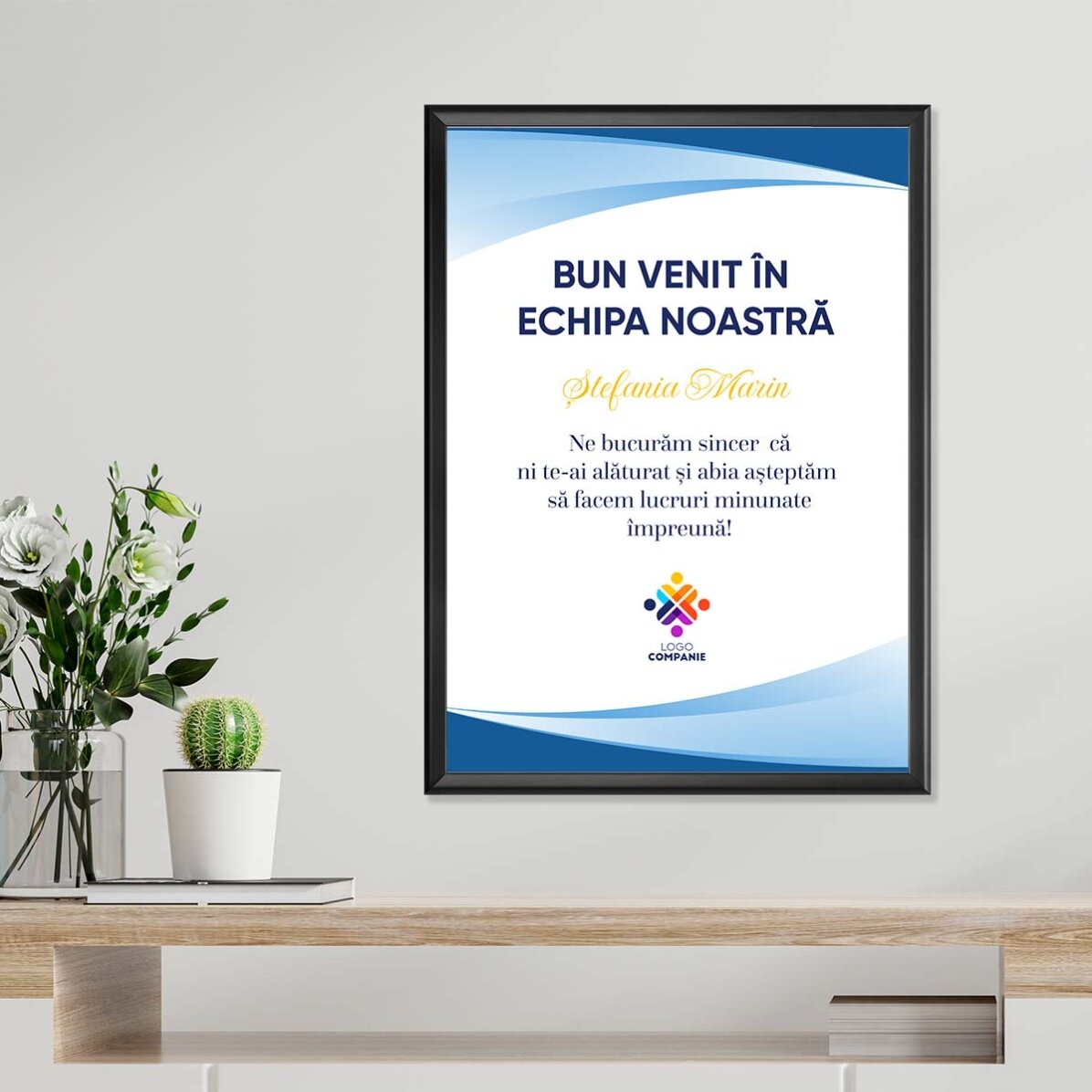 Poster personalizat cu text și logo - Bun Venit