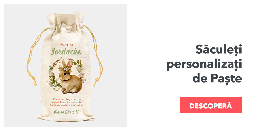 Personalised bags for Easter wine bottles