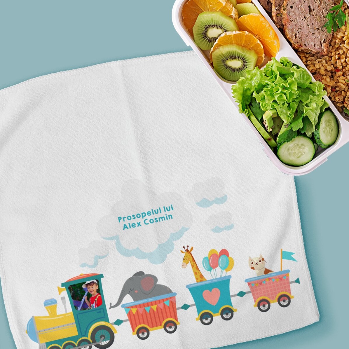 Prosop personalizat cu nume și poză - Trenuleț