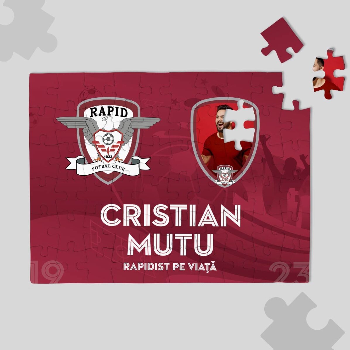 Puzzle FC Rapid 1923 personalizat cu nume și poză - Rapidist pe vecie