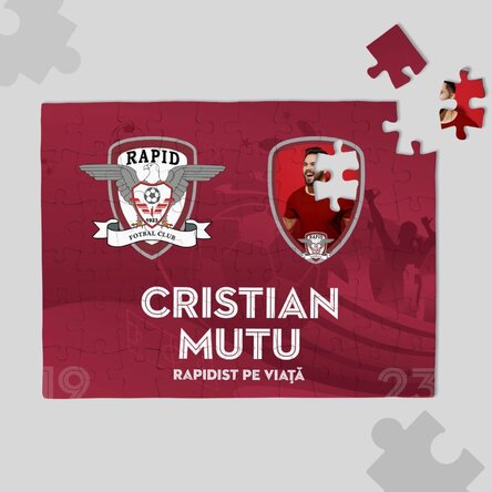 Puzzle FC Rapid 1923 personalizat cu nume și poză - Rapidist pe vecie