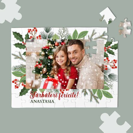 Puzzle personalizat cu o poză și text - Crăciun de poveste