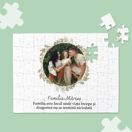 Puzzle personalizat cu o poză și text - Familie 