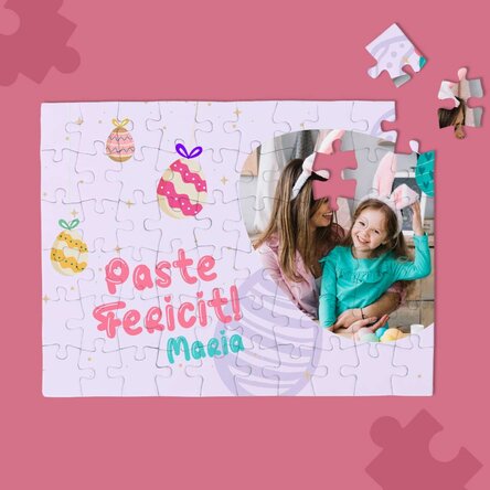 Personalised puzzle for children with 1 photo and text, 20x15 cm - Happy Easter!