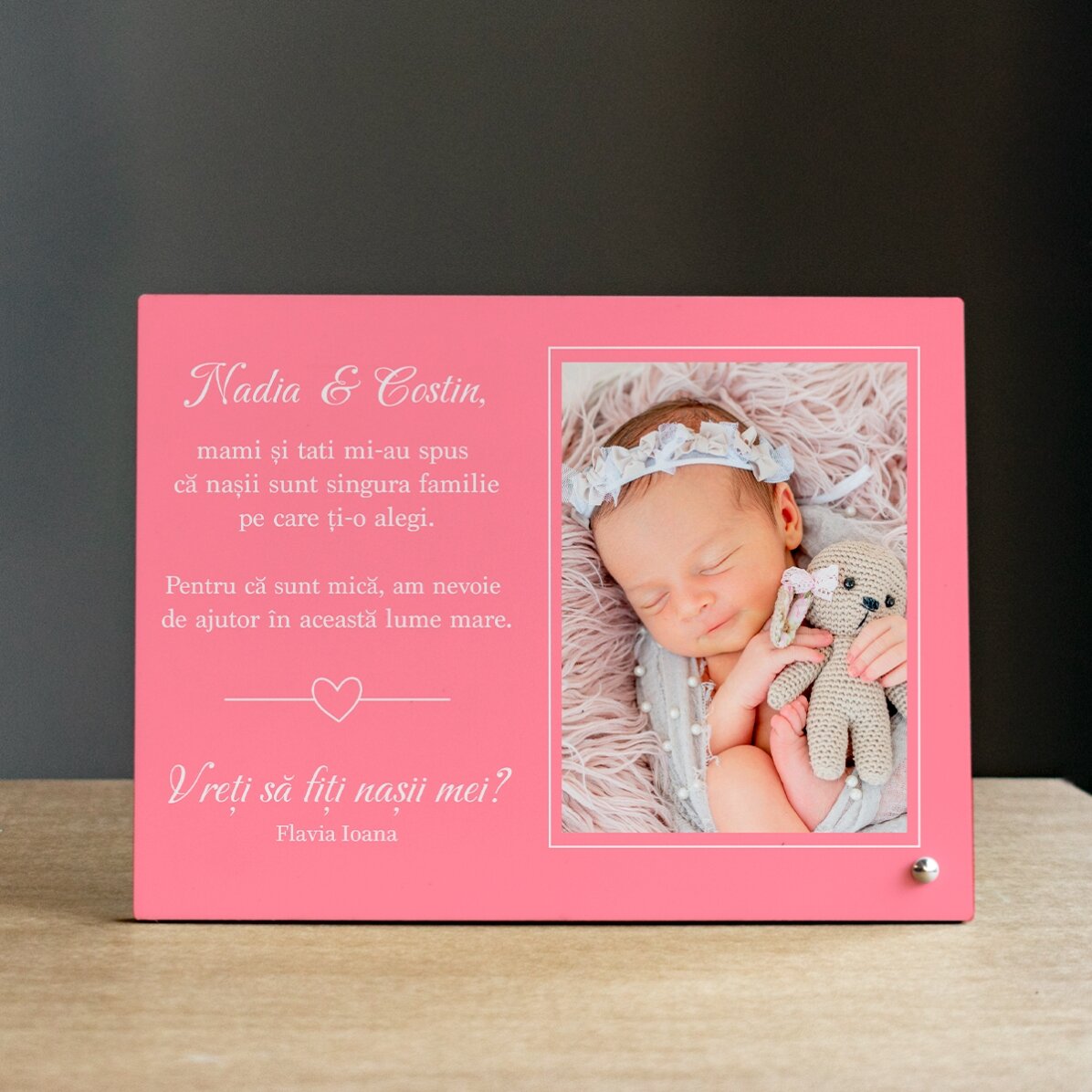 Ramă foto de birou personalizată cu o poză și mesaj - Cu drag