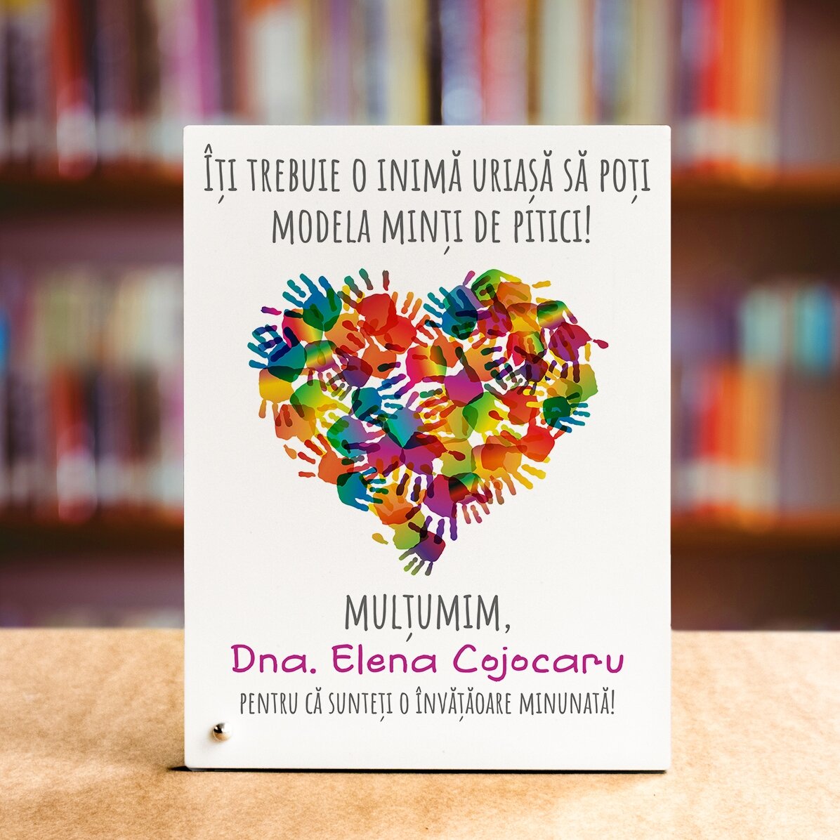 Personalised desk photo frame with message for teachers - Heart