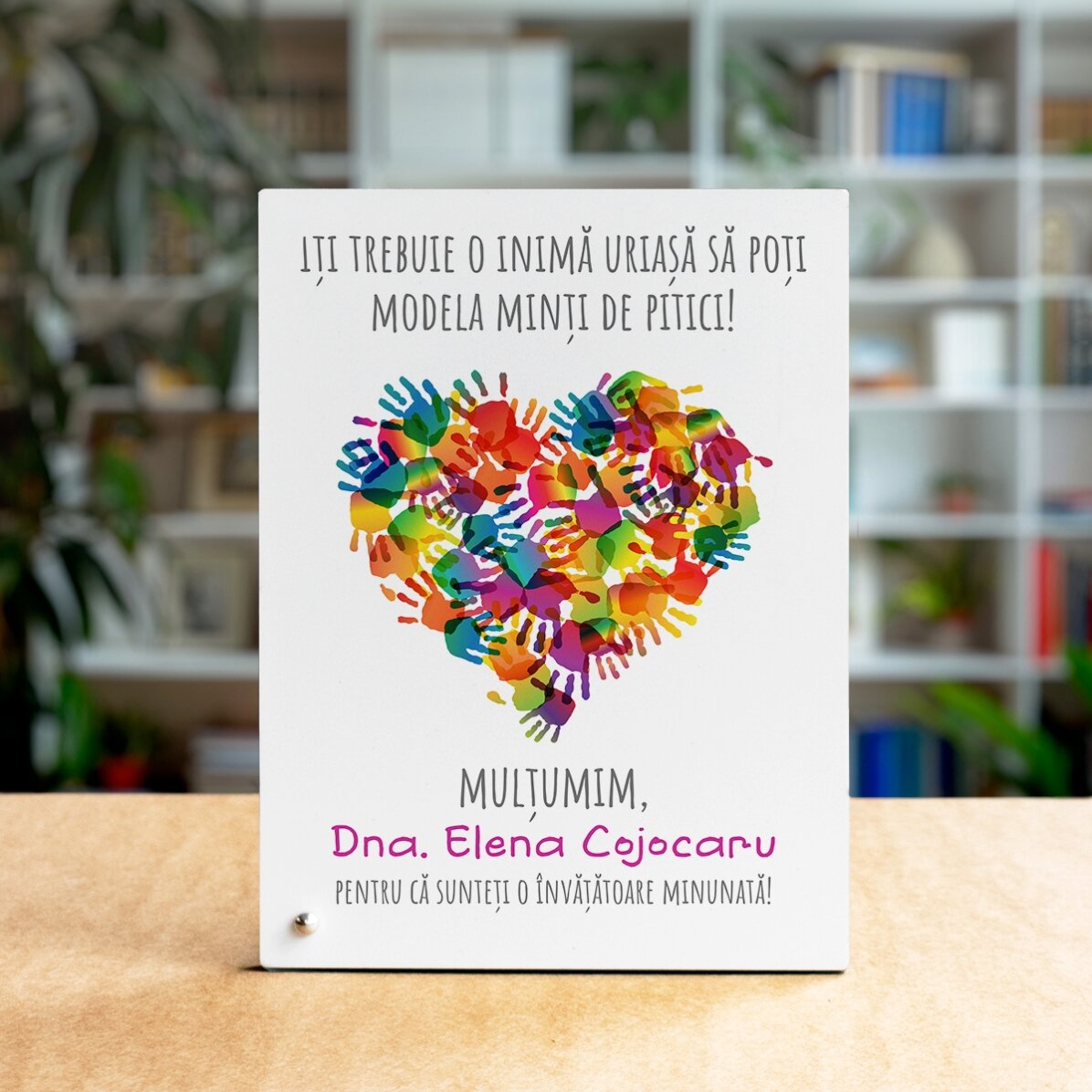 Personalised desk photo frame with message for teachers - Heart