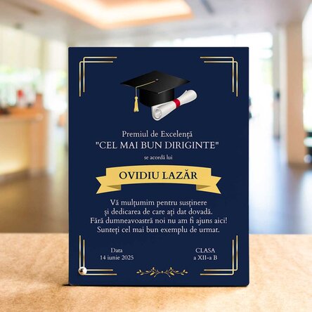 Ramă foto de birou personalizată cu mesaj - Premiul de Excelență