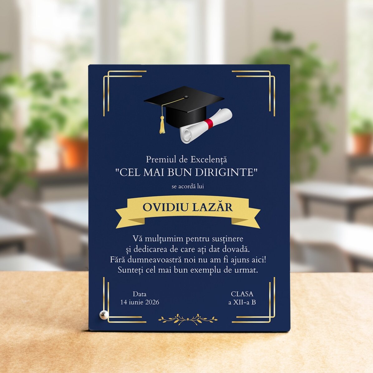 Personalised desk photo frame with message - Award of Excellence