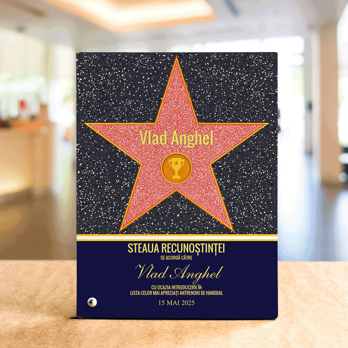 Ramă foto de birou personalizată cu mesaj - Steaua recunoștinței