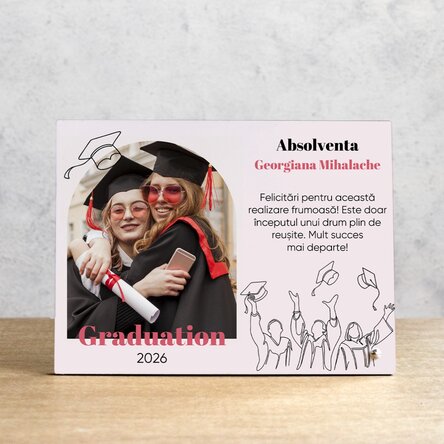 Personalised desk photo frame with a photo and message - Graduate